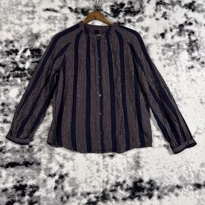 Rails Top Womens Size‎ Small Button Down Band Collar Long Sleeve Rayon Sparkle